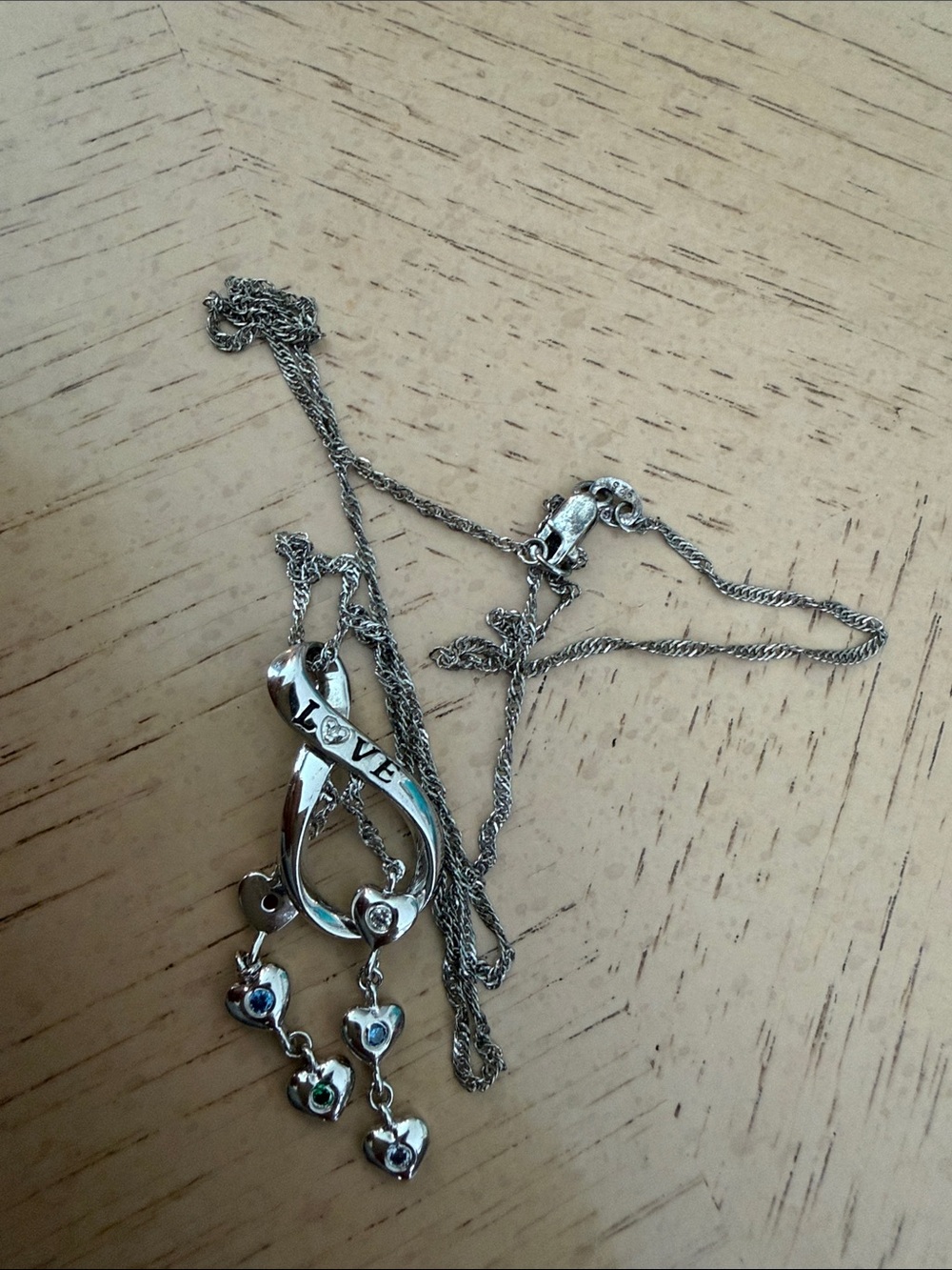 Sterling Silver 'Love' Infinity Heart Pendant Necklace - Silver